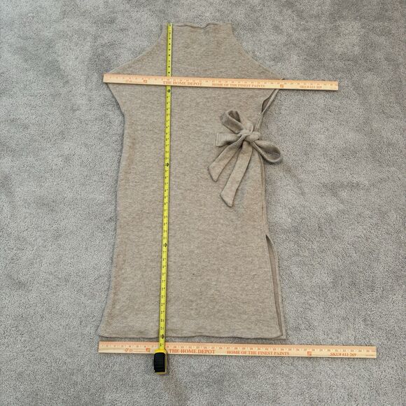 La Made Women's Brown 90% Wool Turtleneck Top with 2 Pockets & Side Tie One-Size - Picture 2 of 9